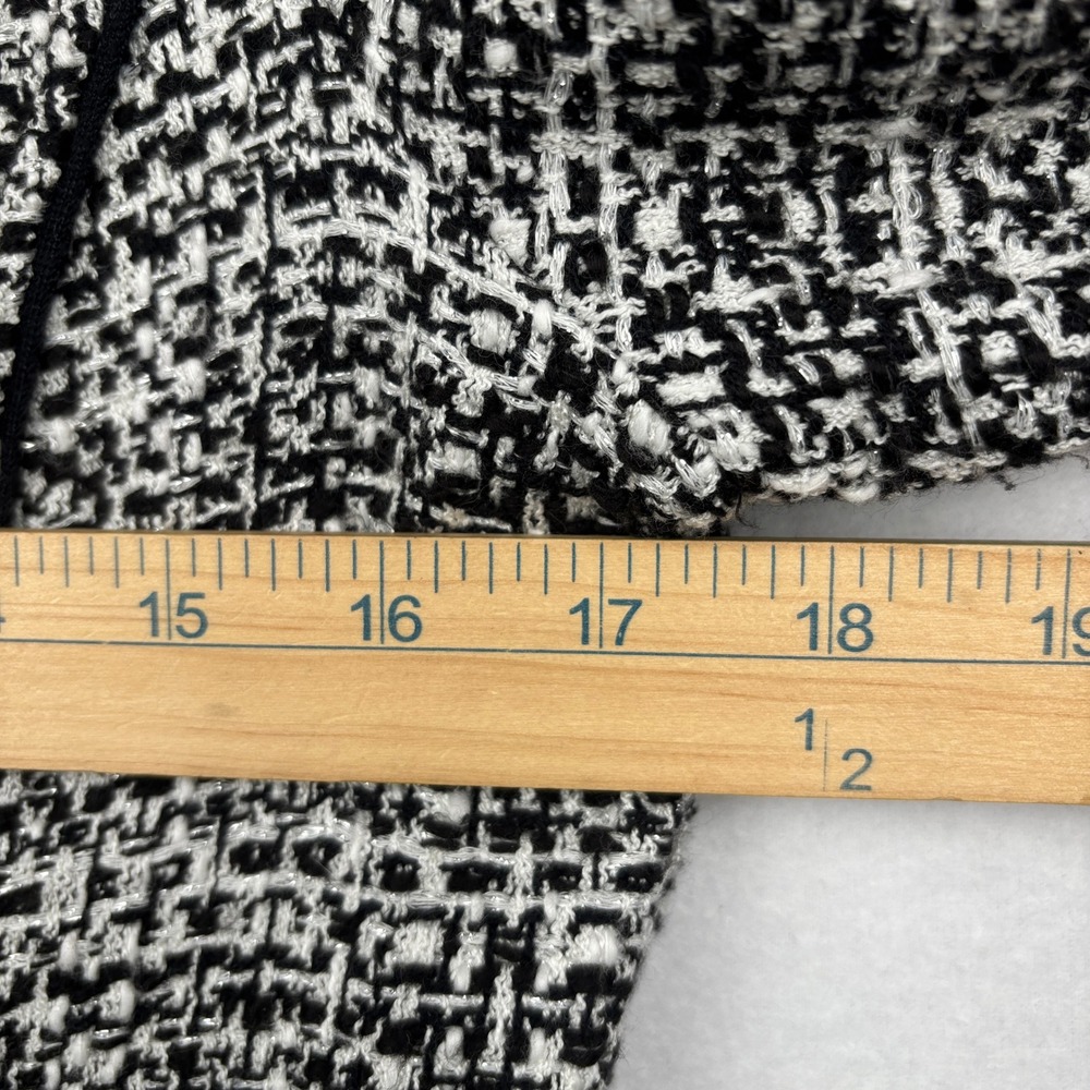 White House Black Market Jacket Womens Small Tweed Fringe Open Front Cropped - Picture 10 of 10